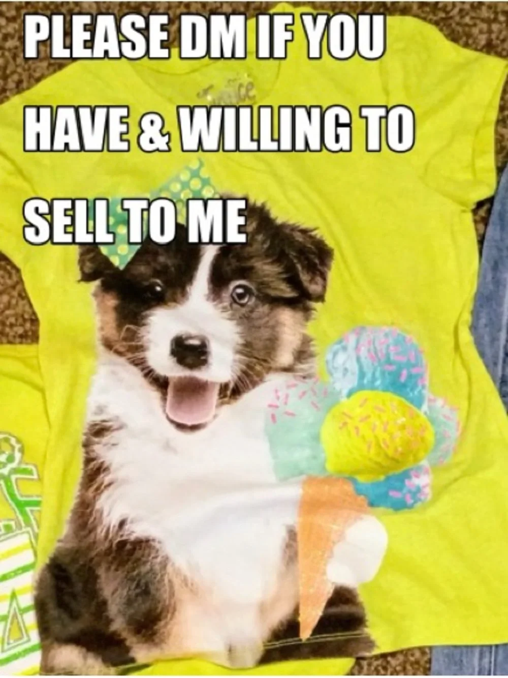 ISO ISO ISO ISO Justice Neon Yellow Puppy Ice Cream Graphic Tee